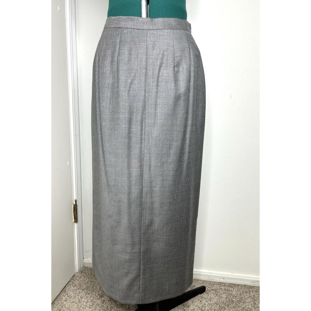Petite Sophisticate Gray Wool Long Business Lined Skirt Size 10